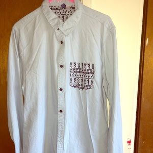 Sky blue tribal button up.